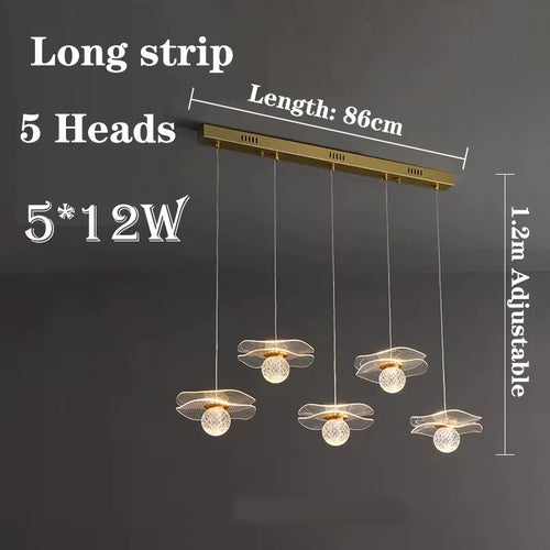 Customisable modern lotus leaf crystal pendant light - vue 14 sur 13