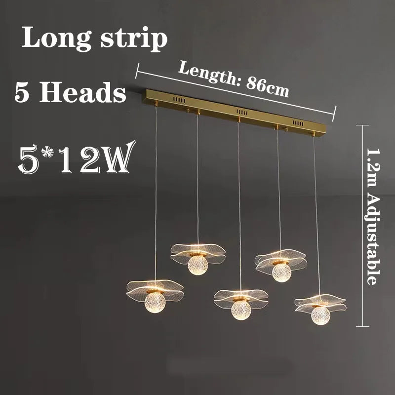 Customisable modern lotus leaf crystal pendant light - vue 13 sur 13