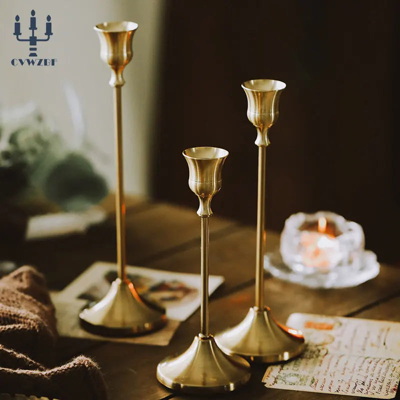 Set of 3 metal candle holders elegant decoration for weddings and parties