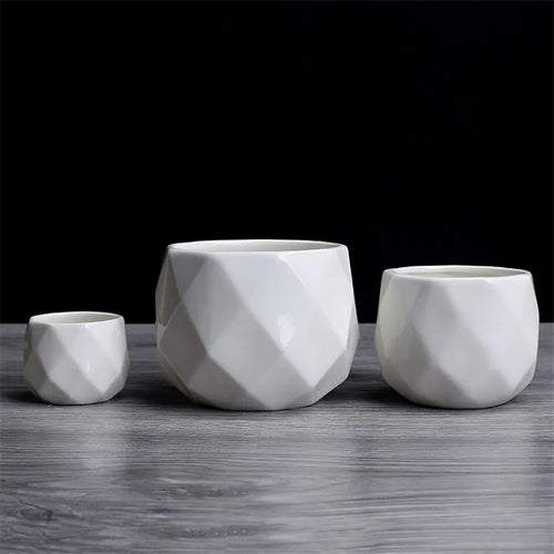 geometric ceramic flower pot for succulents - vue 7 sur 7