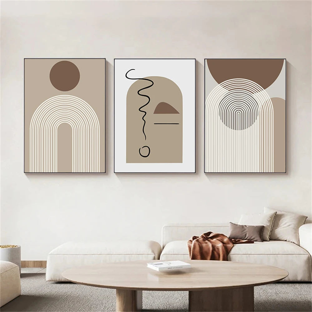 modern boho geometric abstract painting for interior decoration