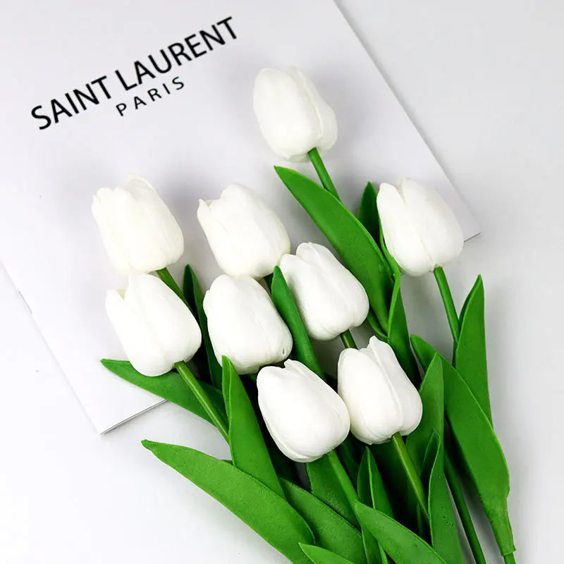 5 Bundles Vibrant Real Touch Artificial Tulips -Faux Flowers - &amp;Home Accent - Weddings,Mother's Day,Valentine's Day