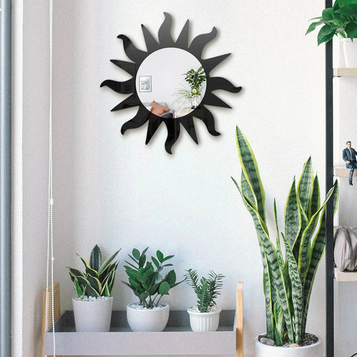 Acrylic self-adhesive sun-shaped wall mirror - modern decor - vue 4 sur 6