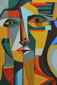 Abstract cubist painting picasso style character head wall decoration