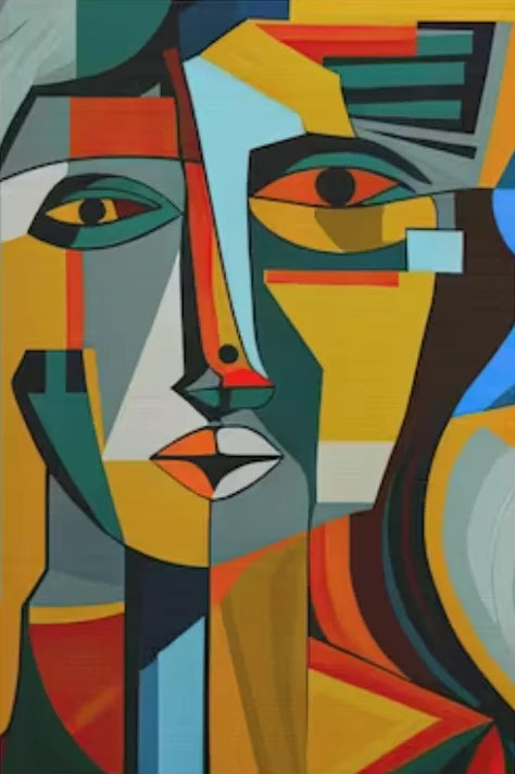 Abstract cubist painting picasso style character head wall decoration