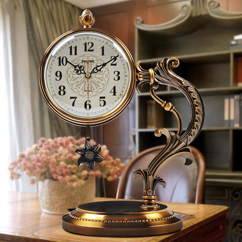European table clock in copper plated metal elegant luxury design