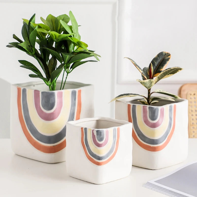 Nordic style handmade ceramic succulent flower pot