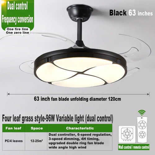 Modern silent ceiling light with integrated fan - vue 13 sur 12
