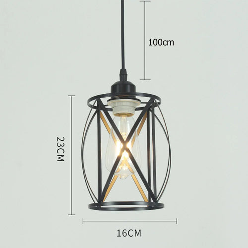 Vintage metal cage industrial pendant light - vue 9 sur 8