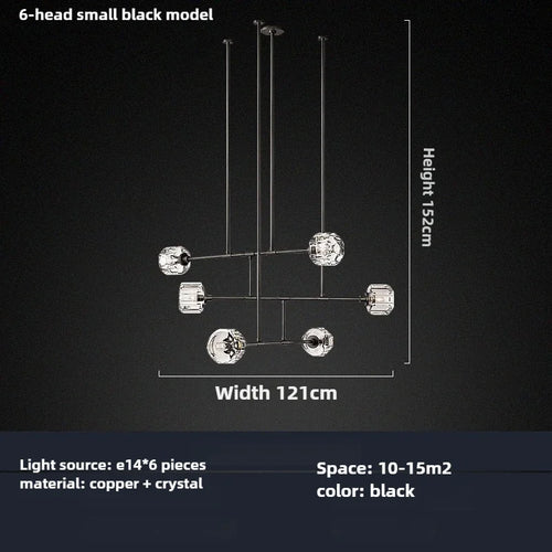Modern American style crystal chandelier in polished copper - vue 11 sur 10