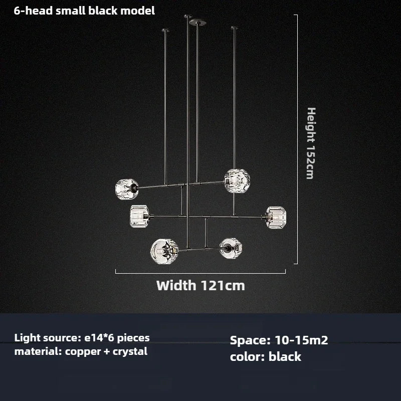 Modern American style crystal chandelier in polished copper - vue 10 sur 10