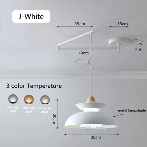 Modern swinging arm LED pendant light - vue 17 sur 30