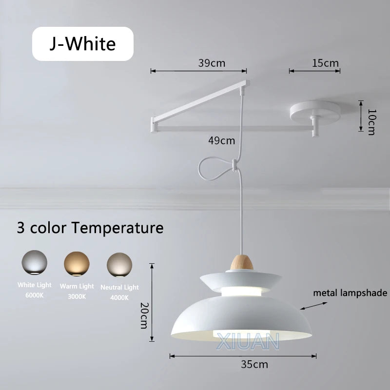 Modern swinging arm LED pendant light - vue 16 sur 30