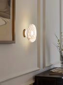 Brass and natural snowflake marble bedside lamp