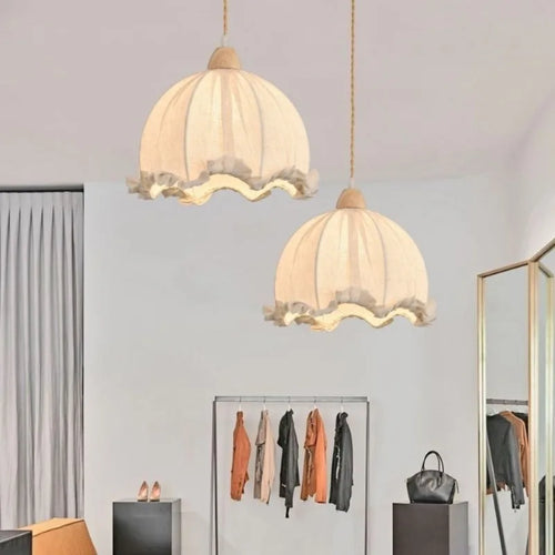 Nordic cotton and linen fabric chandelier - vue 5 sur 16