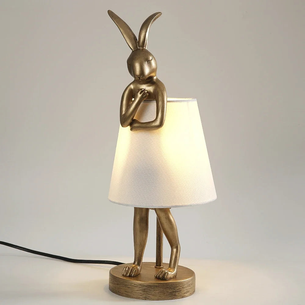 Retro resin rabbit desk lamp for interior decor