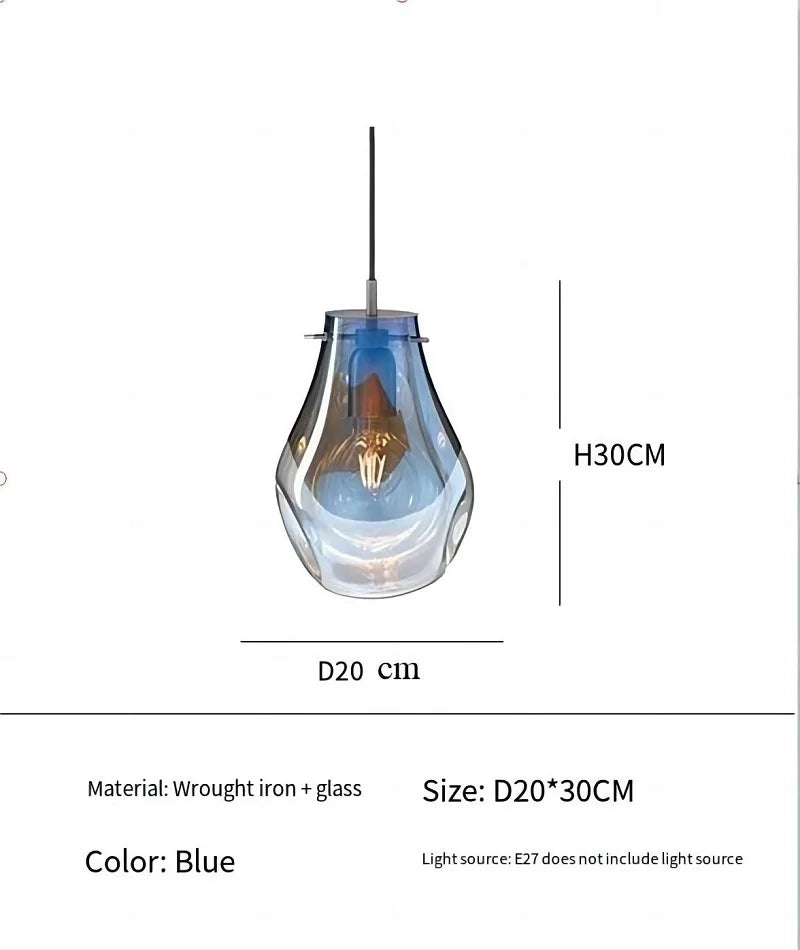 Modern creative nordic LED glass pendant light macaron style - vue 10 sur 10