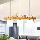 Nordic solid wood chandelier with birds