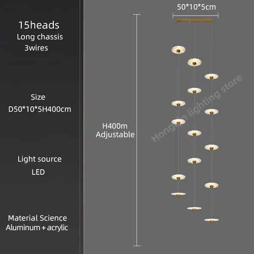 Modern LED chandelier for elegant indoor lighting - vue 11 sur 26