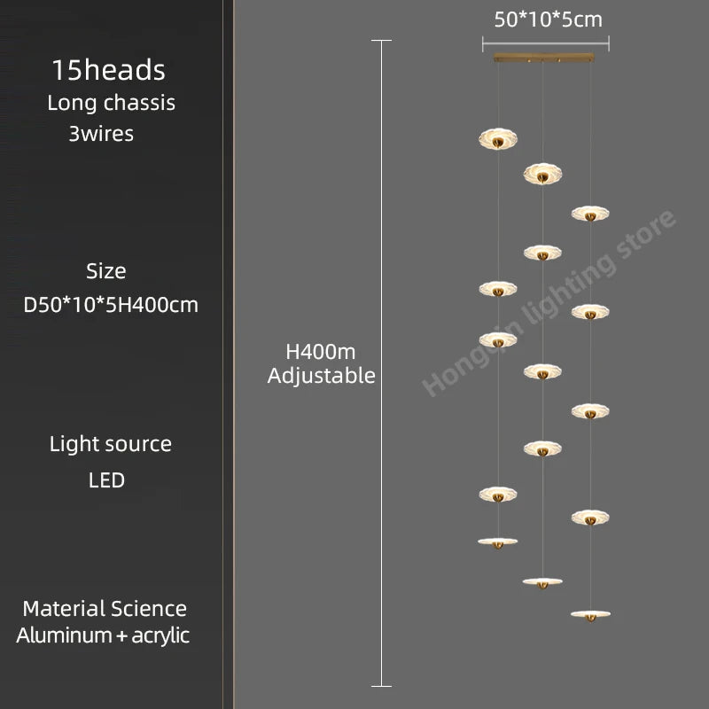 Modern LED chandelier for elegant indoor lighting - vue 10 sur 26