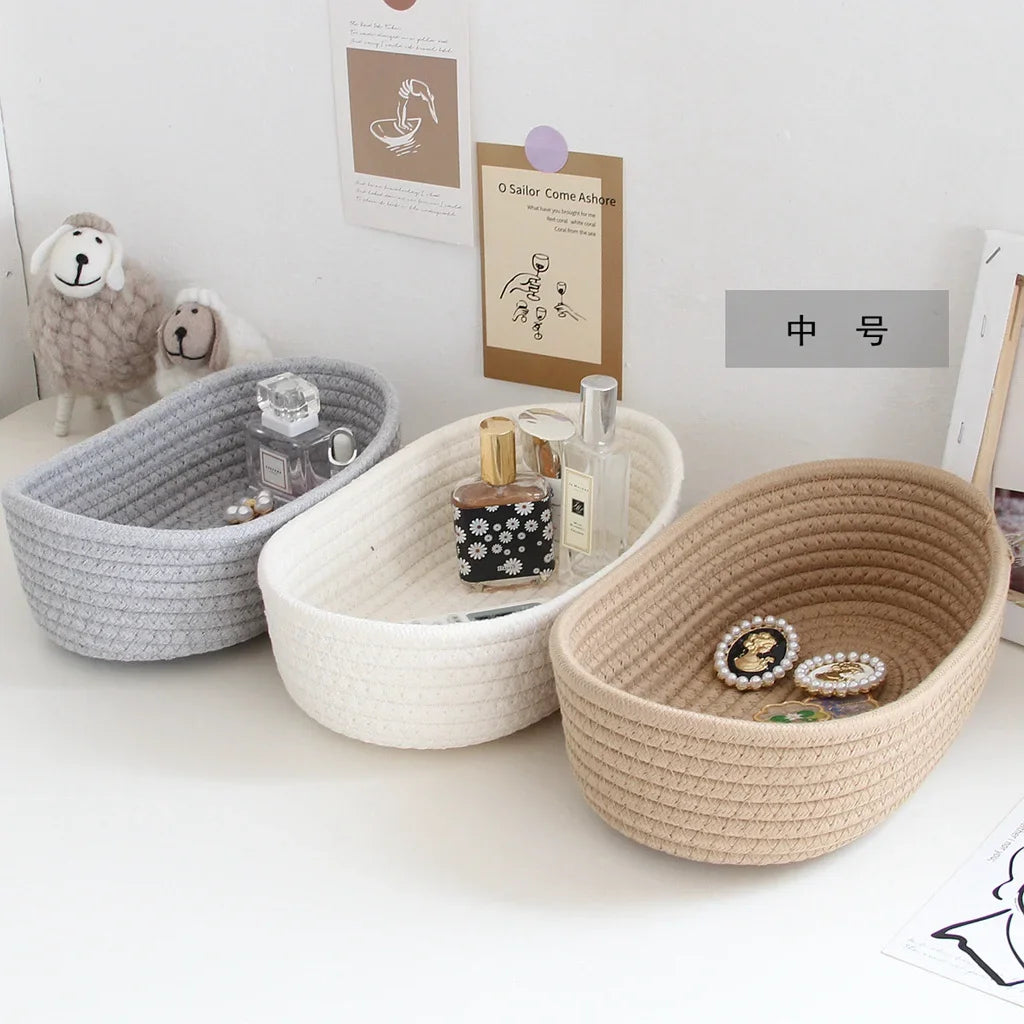 woven cotton rope storage baskets for toys and clothes - vue 4 sur 9