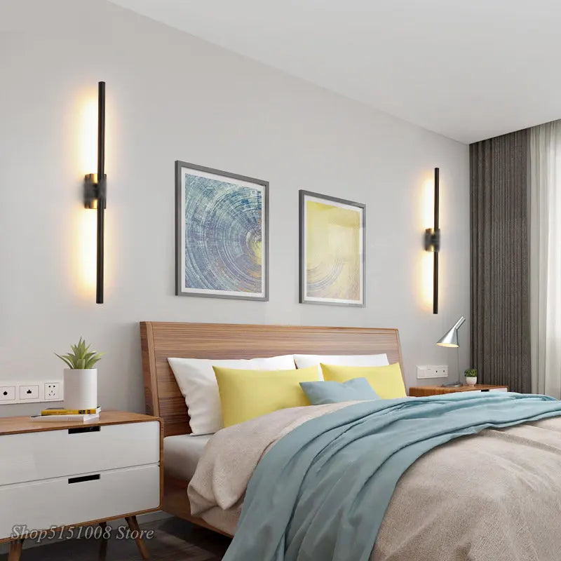 Simple modern linear tube LED up and down wall light - vue 4 sur 5