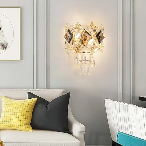 Crystal and stainless steel LED wall light for modern interiors - vue 3 sur 18