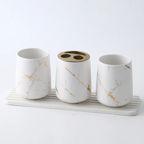 ceramic bathroom set with elegant accessories
