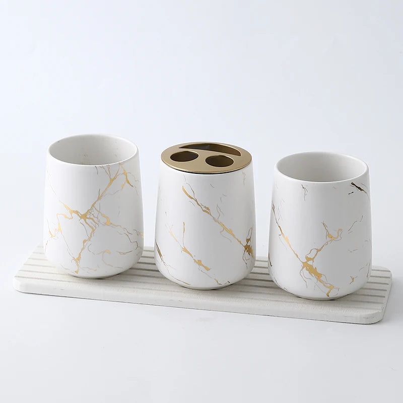 ceramic bathroom set with elegant accessories