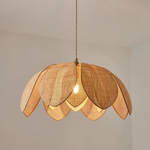 Japanese rattan petal pendant light - vue 2 sur 12