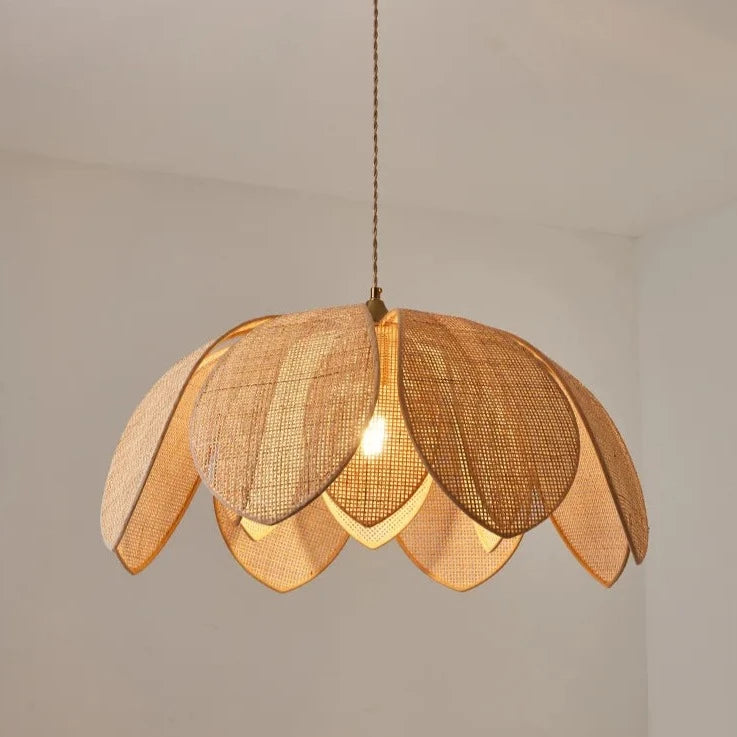 Japanese rattan petal pendant light