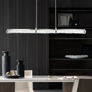 Modern stainless steel pendant light with minimalist crystal bar