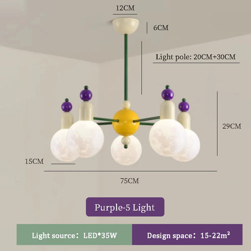 Modern chandelier for children's room nordic design bright and colourful - vue 9 sur 12