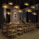 Handmade Chinese bamboo chandelier with suspended LED lighting