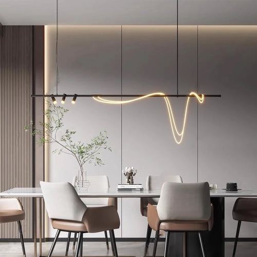 Modern long minimalist led pendant light for interiors - vue 5 sur 8