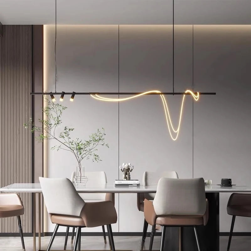 Modern long minimalist led pendant light for interiors - vue 4 sur 8