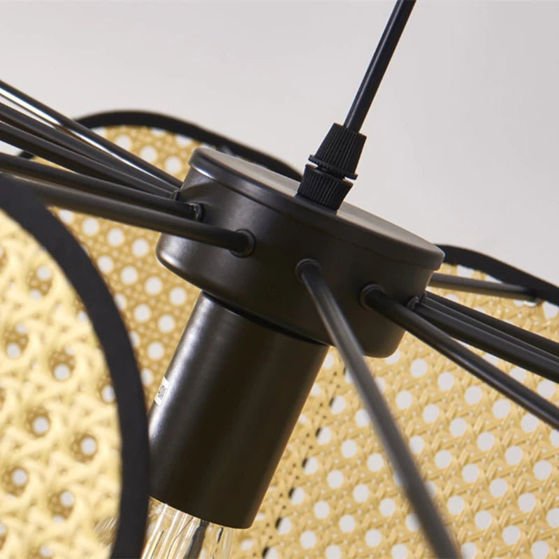 Chinese style decorative rattan ceiling light for restaurant – new model - vue 4 sur 9