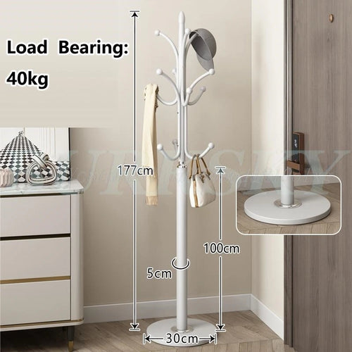 freestanding metal coat rack with 16 hooks and shelves