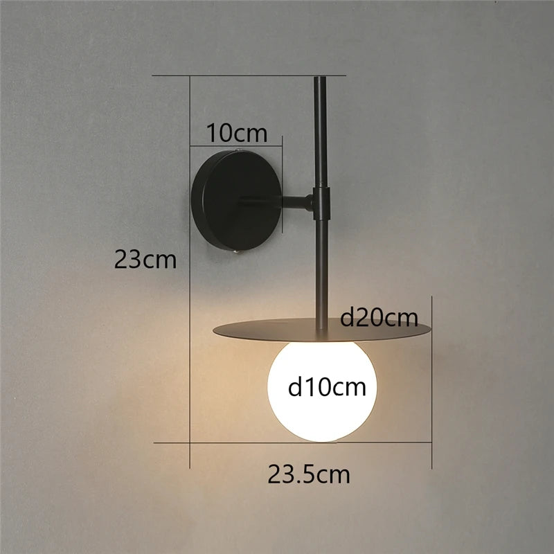 Customisable circular iron and glass LED wall light