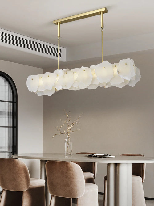 Natural marble and copper chandelier for elegant interior decoration - vue 2 sur 10