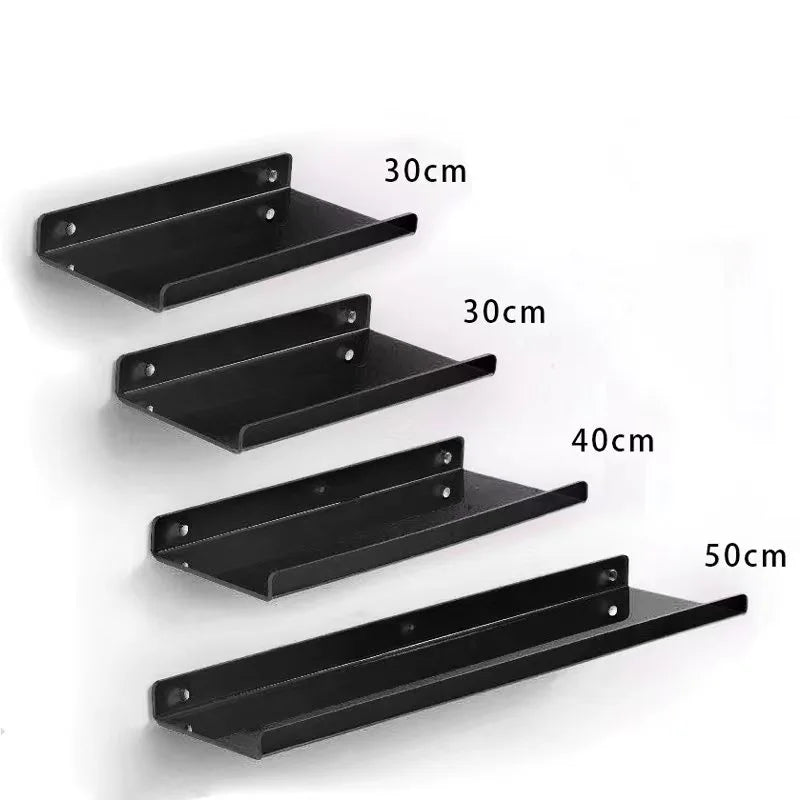 Clear acrylic floating wall shelf for organized storage