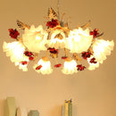 Romantic retro wall light with warm flowers and plants