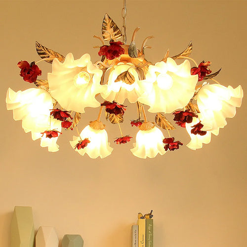Romantic retro wall light with warm flowers and plants - vue 5 sur 11