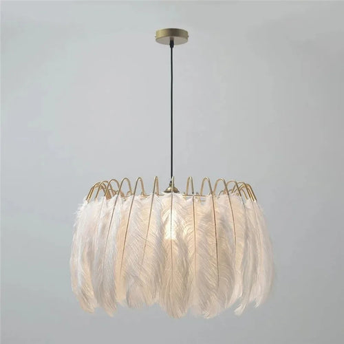 Nordic simplicity ostrich feather ceiling light - vue 4 sur 8