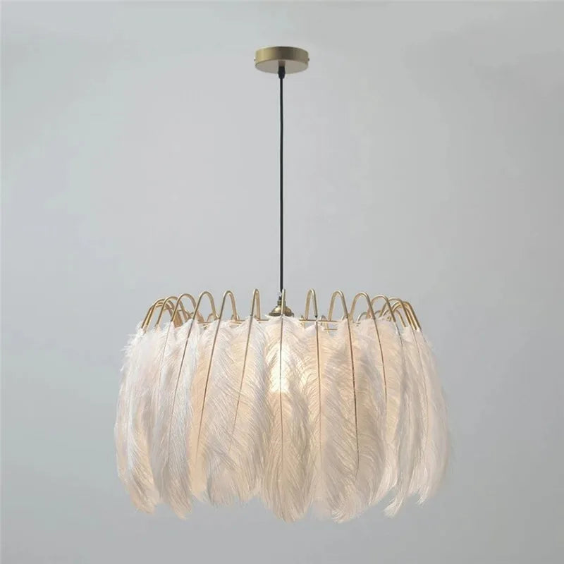 Nordic simplicity ostrich feather ceiling light - vue 3 sur 8