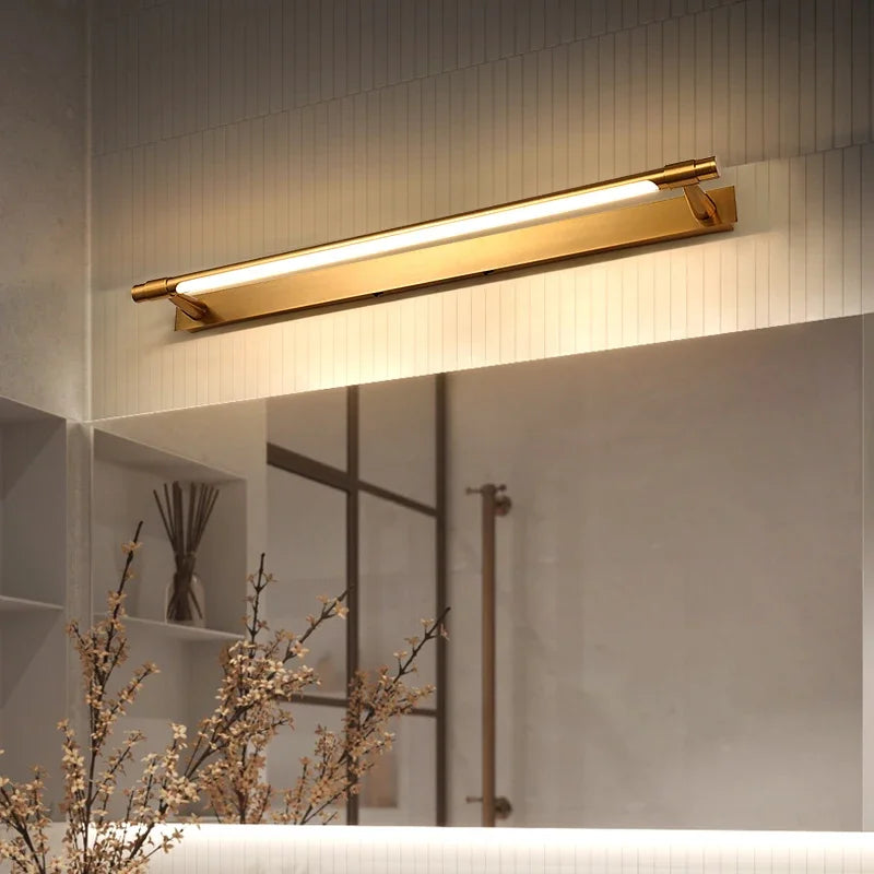 Modern copper LED wall light for mirror