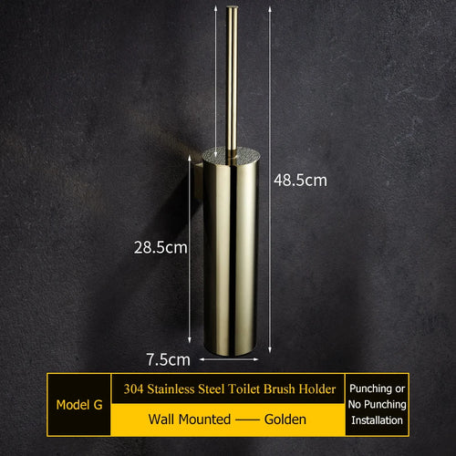 Wall-mounted stainless steel toilet brush holder for bathroom - vue 15 sur 14