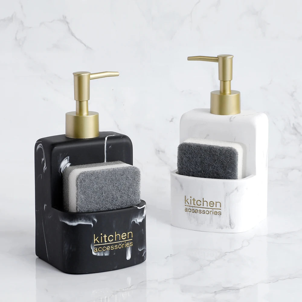 liquid soap dispenser with storage for kitchen accessories