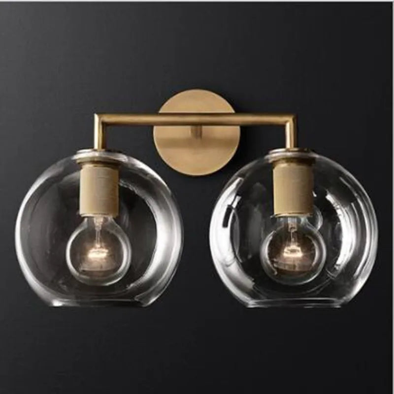 LED wall light with glass and metal shade