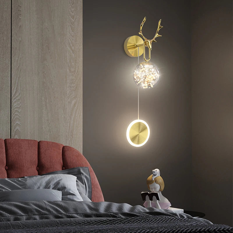 Nordic minimalist luxury star wall lamp bedside chandelier - vue 3 sur 18